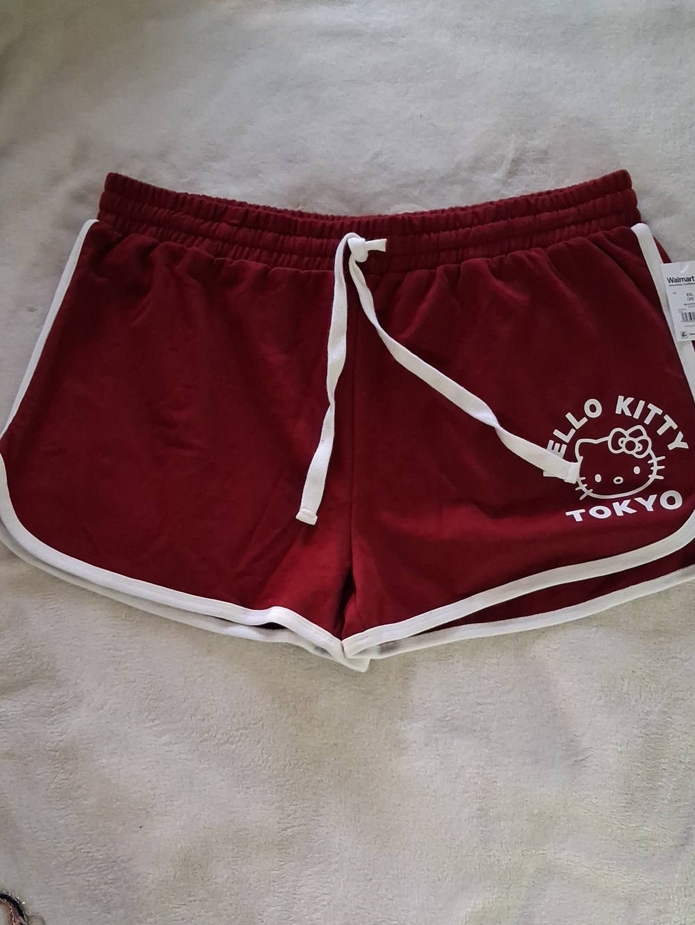 Hello Kitty Tokyo Women's Maroon Athletic Shorts with White Trim New Size XXL